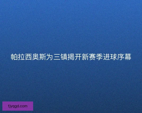帕拉西奥斯为三镇揭开新赛季进球序幕